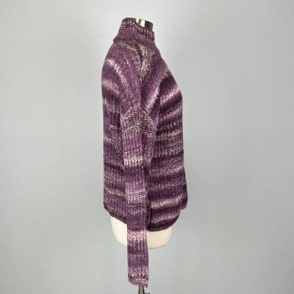 Calvin Klein Womens Mock Neck Sweater Purple Marled Knit Oversized Fit size S - Picture 5 of 13